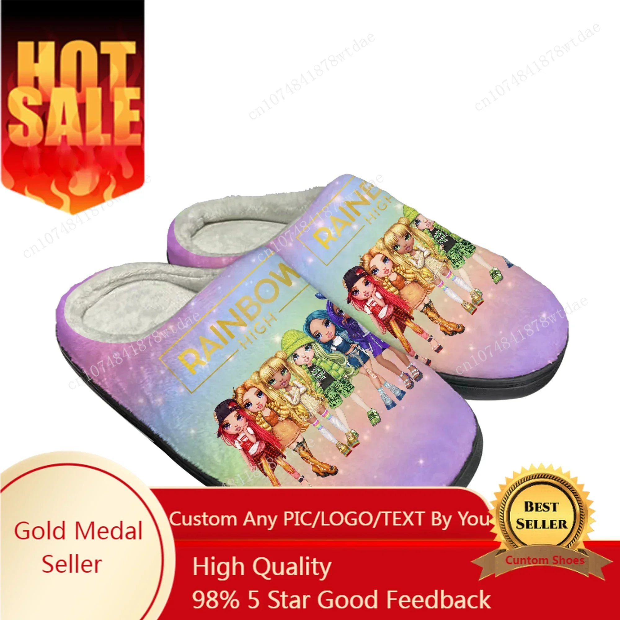 

Rainbow High Girls Home Cotton Slippers Men Women Youth Boy Girl Plush Bedroom Casual Keep Warm Shoe Anime Custom Indoor Slipper