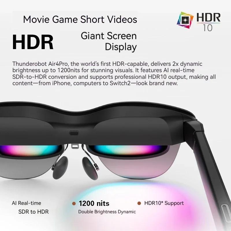 AR Glasses Intelligent 4K Video Capture for Smartphone Switch PS5 1200nits HDR10 Display 135inch Virtual Screen-RayNeo Air 4 Pro view 3