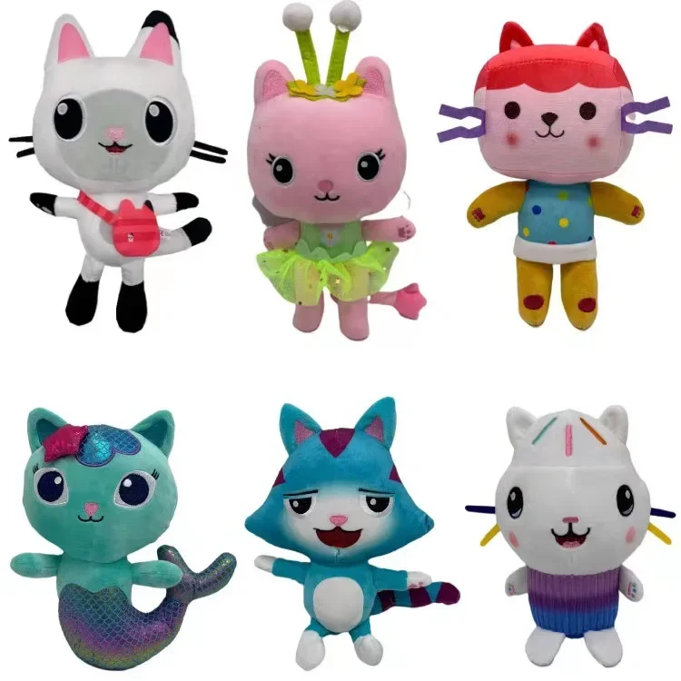 25 Cm Gabby Dollhouse Plush Toy Mercat Cartoon Stuffed Animals Smiling Cat Car Cat Hug Gaby Girls Dolls Birthday Xmas Gifts