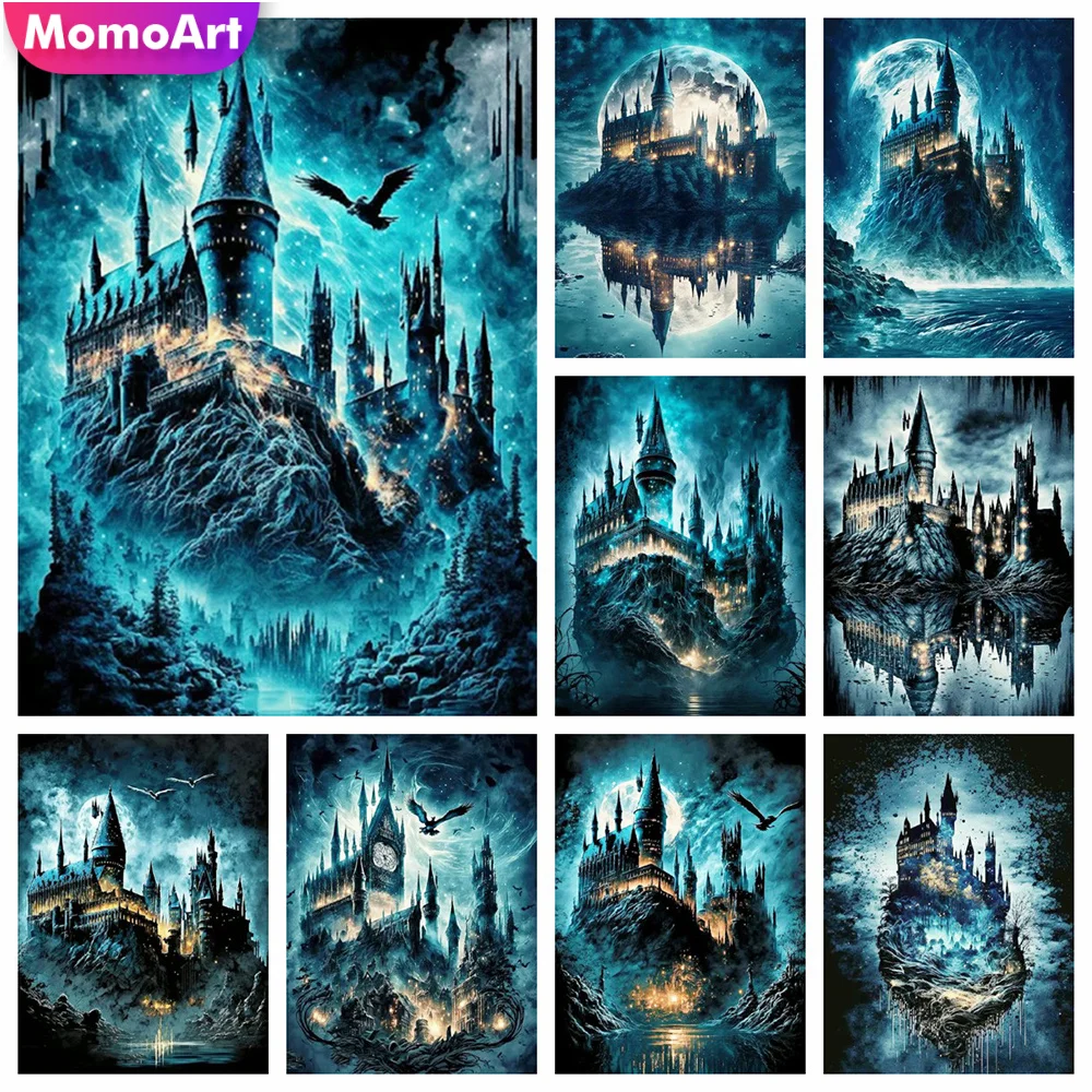 Momoart Neuankömmling Diamant Malerei Schloss Kreuz stich Fantasie Stickerei Haus Landschaft Mosaik Mond handgemachtes Geschenk