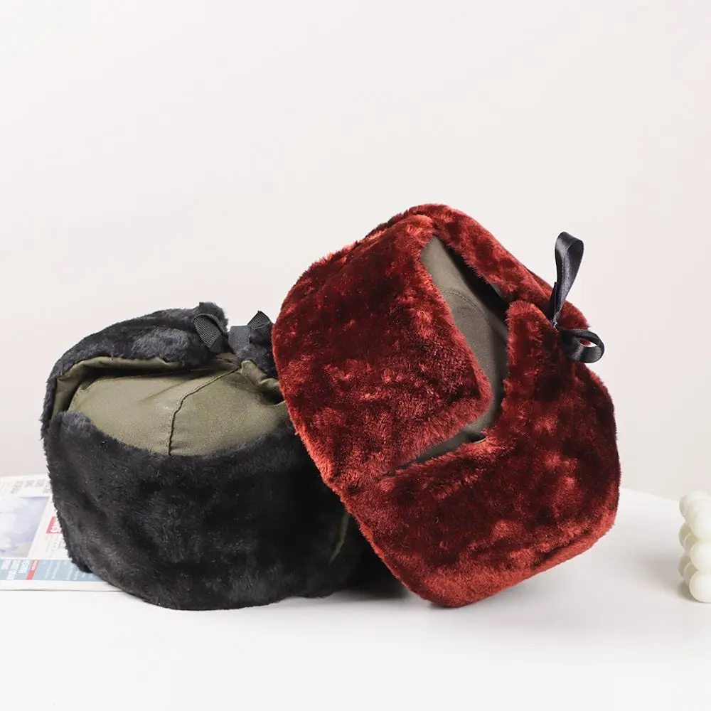 

Women Thick Bonnet Trapper Bomber Hats Russian Ushanka Fur Ski Hat Snow Caps