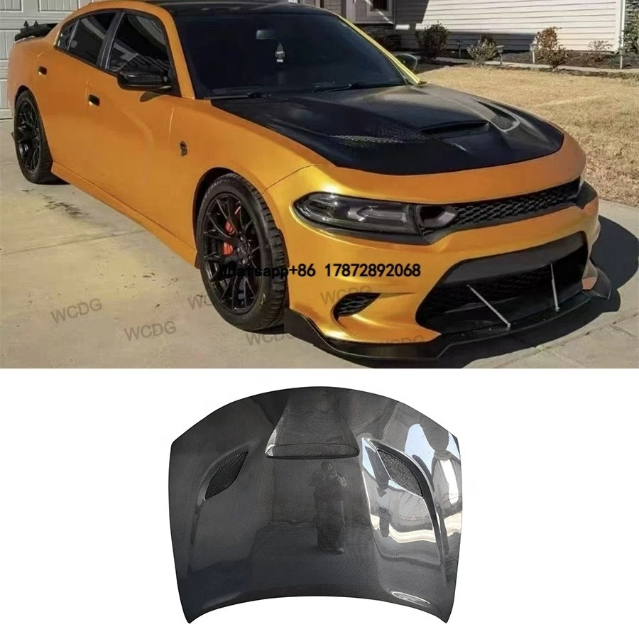 

Srt Style Carbon Fiber Hood for Dodge Charger 2015-2023 Front Hood Bonnet Vented Engine Cover Car Exterior Bodykit