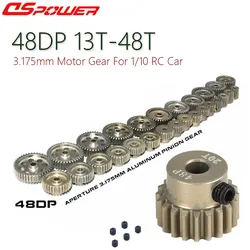 Motor Gear para RC Car, Buggy Monster Truck, Drift Car, Crawler Off-Road, Pinhão 13t a 48t, 1:18, 1/16, 1/12, 1/10, 1/8, 48DP, 3.175mm