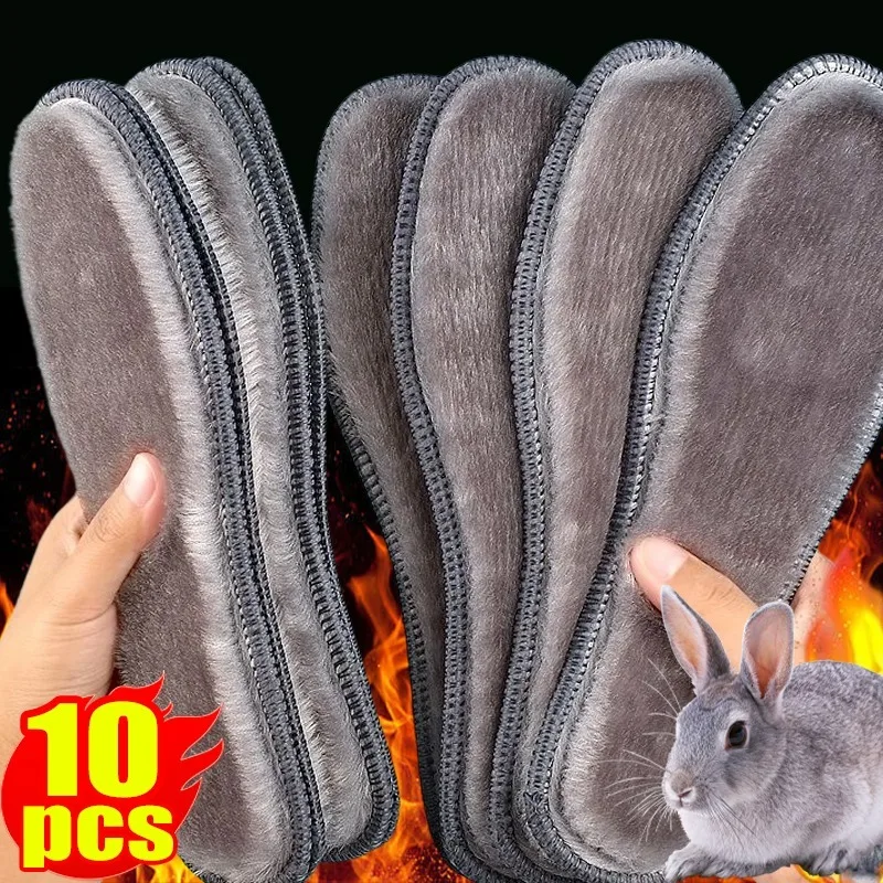 2/4pcs Self Heating Insoles Thermostatic Thermal Insole Faux Rabbit Fur Insole Winter Boots Pad Sole Thermal Insoles Plush Pads