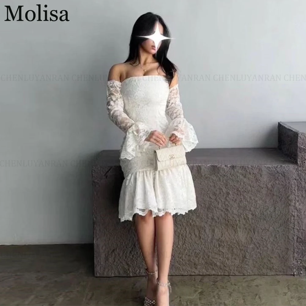 MOLISA Sexy Saudi Arabia Formal Occasion Dresses 2025 Customized Mermaid Strapless Prom Dress Lace Evening Gowns فساتين ا