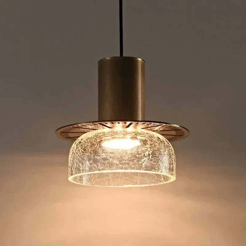 

​Retro LED Glass Ceiling Pendant Hand Blown Chandelier Modern Lighting for Bedroom Coffee Shop Bar Counter Nordic Pendant Lamp