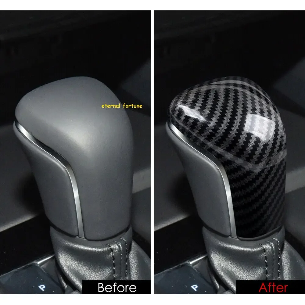 

1Pc Car Gear Shift Knob Cover BLACK HARD Carbon Fiber Decal Sticker For Toyota Avalon Camry Accessories