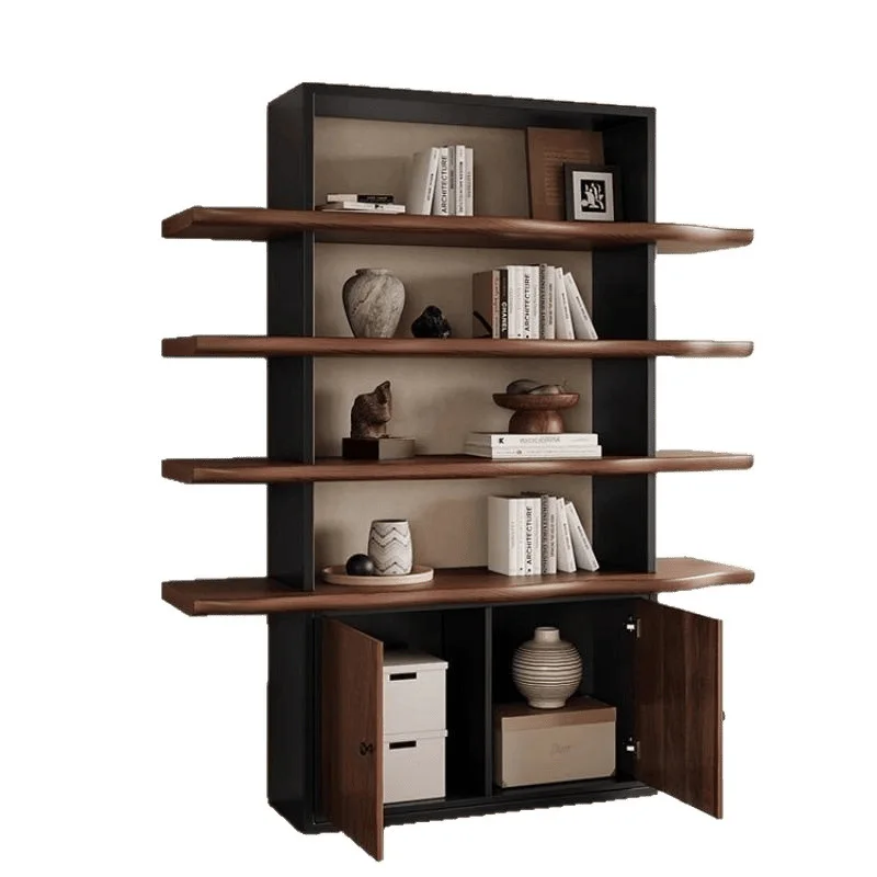 

Скандинавская книжная полка из цельного дерева, книжный шкаф, витрина, американский индустриальный стиль, ретро, полка из кованого железа, напольная стойка для хранения