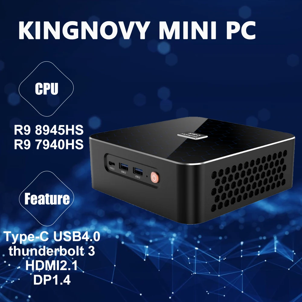 Mini PC AMD Ryzen 9 8945HS(8C/16T, up to 5.2GHz) Micro Computer HDMI DP USB4(8K@60Hz) Radeon 780M Graphics Small Form Factor