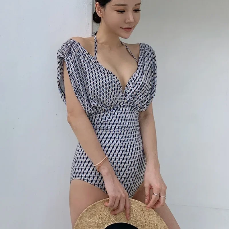 2025 เรขาคณิต One Piece ชุดว่ายน้ําผู้หญิงชุดว่ายน้ําเซ็กซี่ Push Up Slimming ชุดว่ายน้ําเกาหลี Monokini ชุดว่ายน้ําชายหาด
