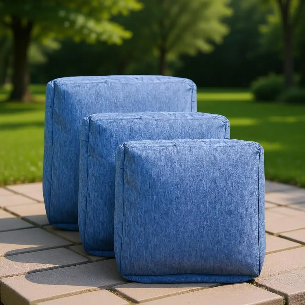 

Washable Outdoor Furniture Chair Cushion Covers, Waterproof Garden Sofa Seat Pillows, Denim Blue, 22x20x4 (Set of 4)