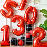 32/40inch Red Digital Foil Balloons Wedding Birthday Party Decoration Red Big Number 0 1 2 3 4 5 6 7 8 9 Helium Balloon