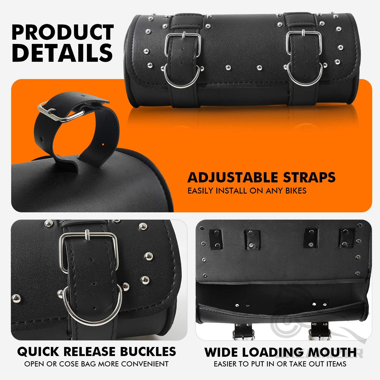 Motorcycle Front Fork Handlebar Bag Leather Waterproof Large Motor Saddlebags Bag Moto Luggage Capacity Storage Pouch Tank W4P2