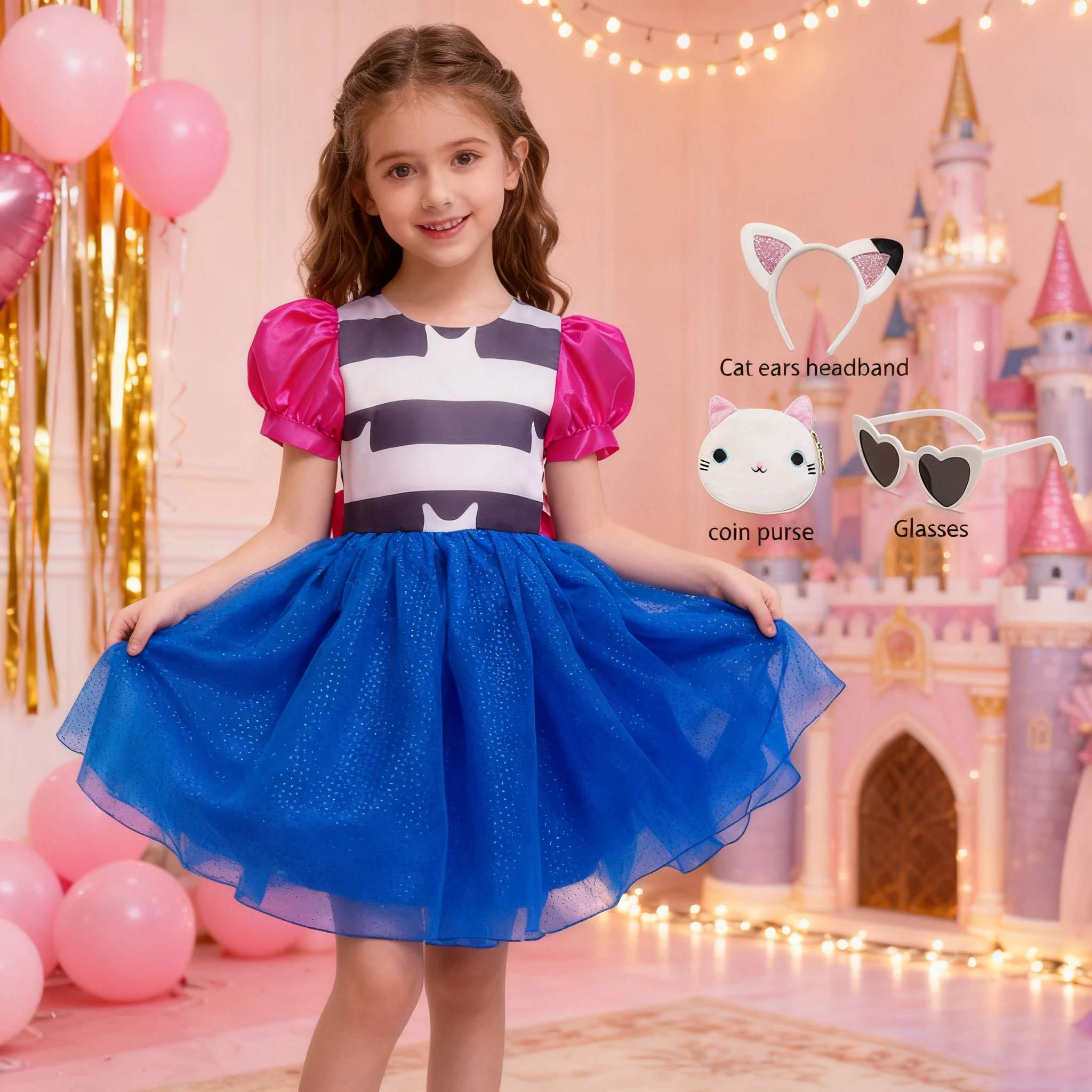 

Girls Fancy Tutu Dress Gabby Dollhouse Dress Gaby Cat Tulle Princess Dress Set 3-10years Kids Carnival Birthday Party Costumes