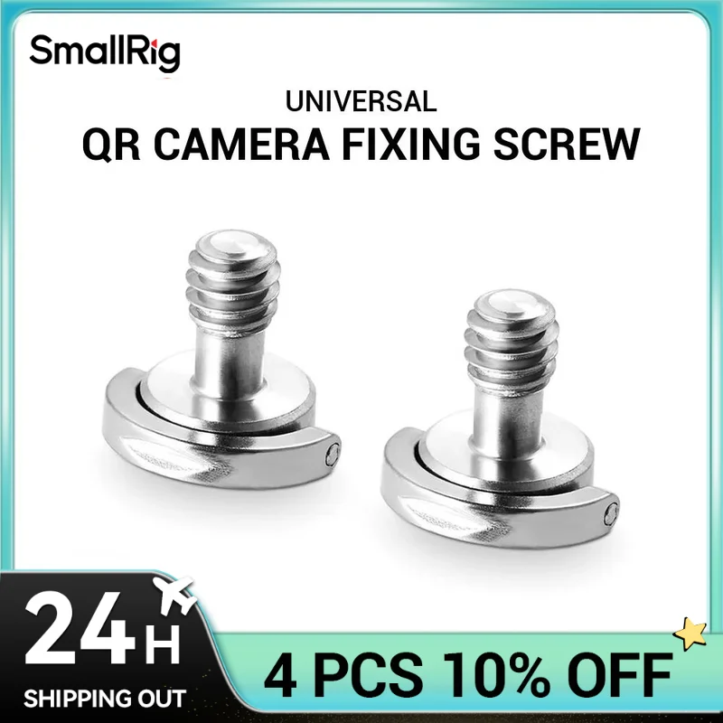 SmallRig D Shaft D-ring Screw Adapter 1/4 Inch Thread for Camera Tripod Qr Quick Release Plate (Pack of 2)-0838