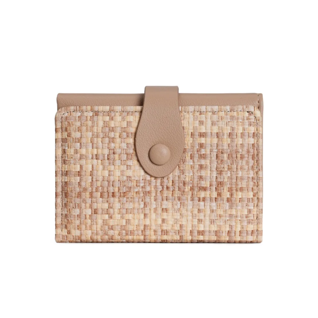 Women PU Leather Short Wallet Woven Texture Card Holder Mini Trifold Purse Fashion Casual Small Coin Pocket Handbag