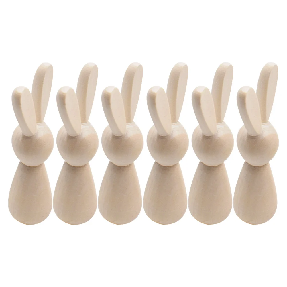 6 قطع من أرنب خشبي يمكنك صنعه بنفسك على شكل أرنب غير مكتمل لمستلزمات الحرف اليدوية في عيد الفصح وديكور المنزل ونشاط الرسم العائلي للأطفال