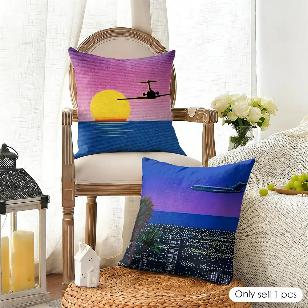 Pretty Art H-Hiroshi Nagai Cushion Cover Organic Linen Square Pillow Case Durable Non-Allergenic And Kind To Skin