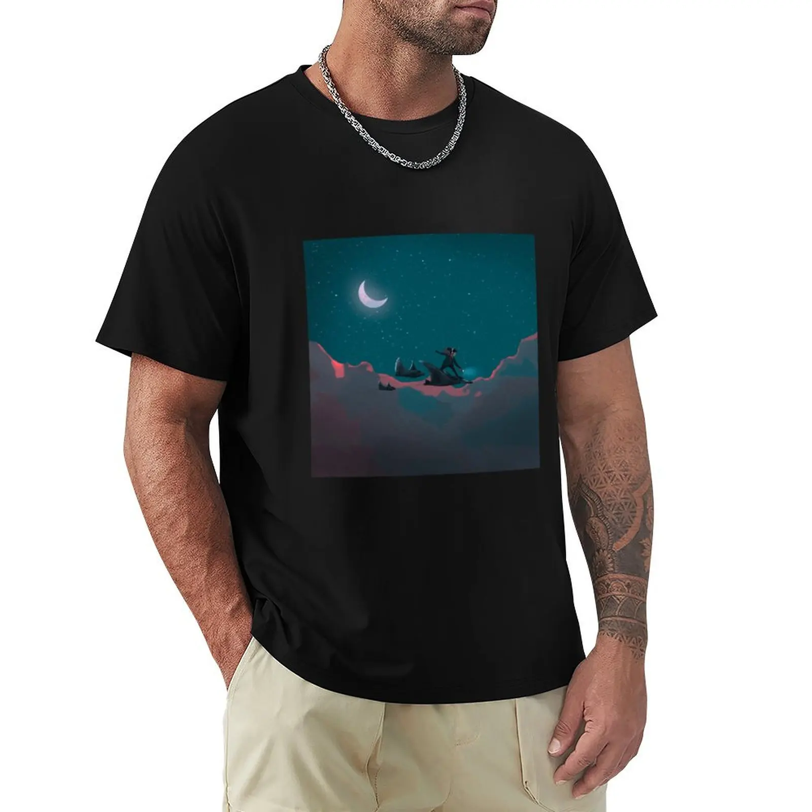 

Air sailing girl in the moonlight T-Shirt summer top oversized graphic tee Aesthetic clothing oversized t shirt men