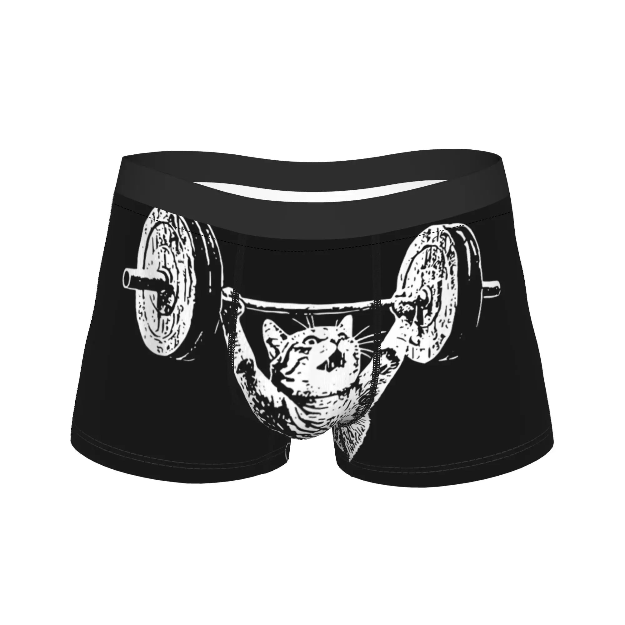 

Vintage Retro Weight Lifting Gym Cat Deadlift Funny Underwear Customs Trunk High Quality Underpants Breathable Shorts Briefs