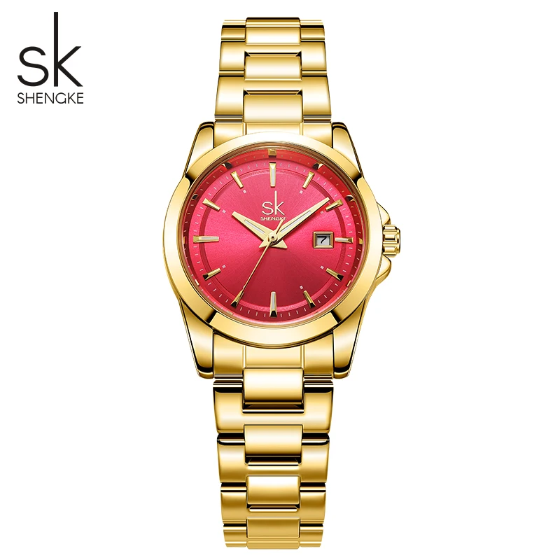 

Shengke Fashion Design Women's Wristwatches Top Styles Woman's Quartz Watches Calendar Original Ladies Best Gifts Clock