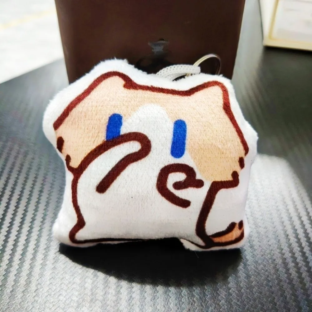 Press Sound Cat Sound Keychain Abstract Soft Filling Stuffed Cat Pendant Lint Resistant Animal Mini Cat Key Ring Student