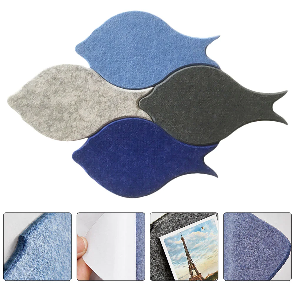 4 Pcs Decor Felt Wall Stickers Memo Board Sofa Fish Bulletin Notice Message Child