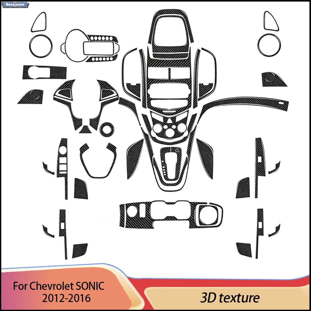 Carbon Fiber Car Stickers Car Interior Decorative Accessories for Chevrolet SONIC AVEO 2012-2016