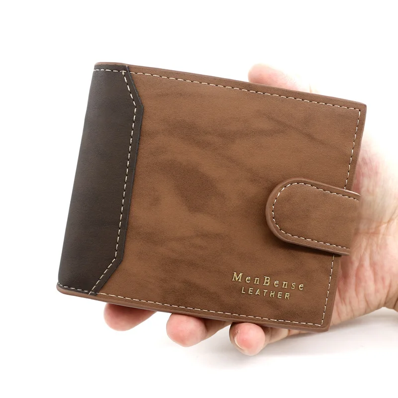 New Short Men Wallets Slim Card Holder Quality PU Leather Brand Male Wallet Small Photo Holder 3-fold Bag Frosted Men's Purses image 5