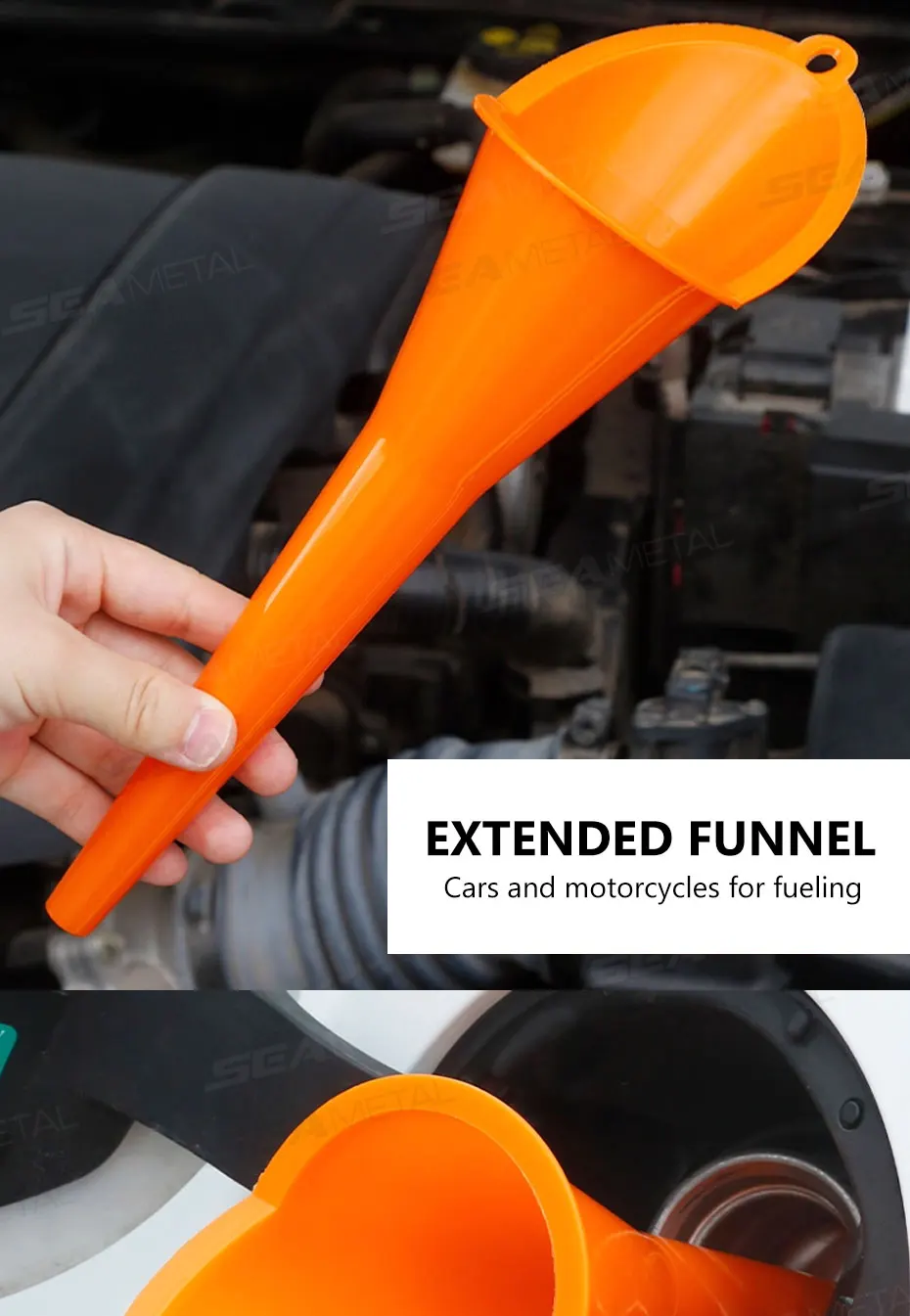 SEAMETAL Betankungstrichter Freihändiger Langmund-Motoröl-Kraftstofffilter Spezieller Kunststofftrichter für Auto und Motorrad – Detail 9