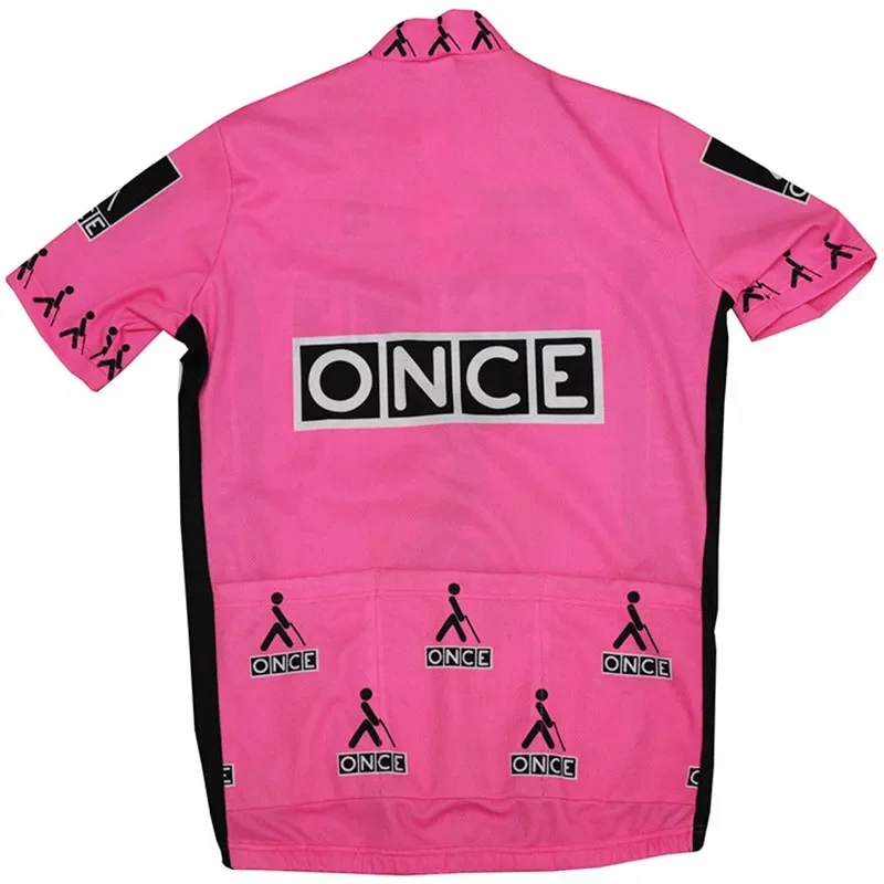 ONCE TEAM PINK Retro Classic Cycling Jerseys Set Racing Bicycle Summer Short Sleeve Clothing Kit Maillot Ropa Ciclismo