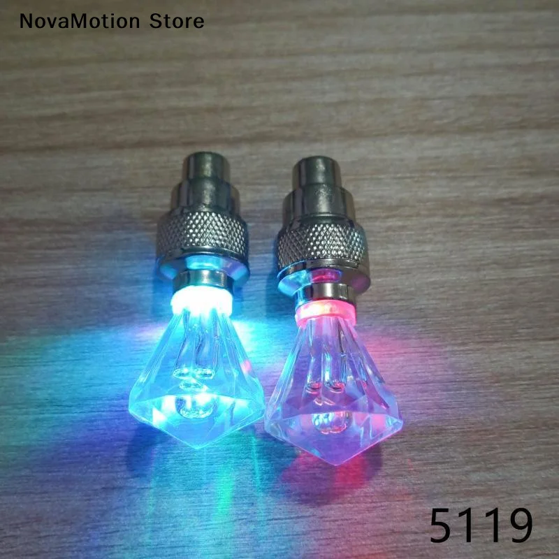 [NM]2 Pcs Diamond Design RGB LED Tire Valve Lights Colorful Flashing Waterproof For Bikes Motorbikes Night Riding[NM]