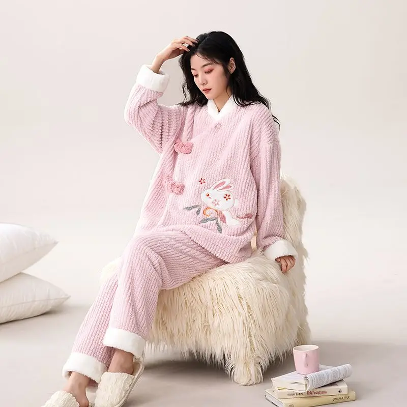 

Пижамный комплект, женский пижамный комплект, женские теплые зимние пижамы, модная домашняя одежда, милый и мягкий пижамный комплект, утолщенный новый стиль