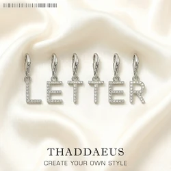 Letters with White Stone Charm Pendant Brand New Club Jewelry Classic Gift In 925 Sterling Silver