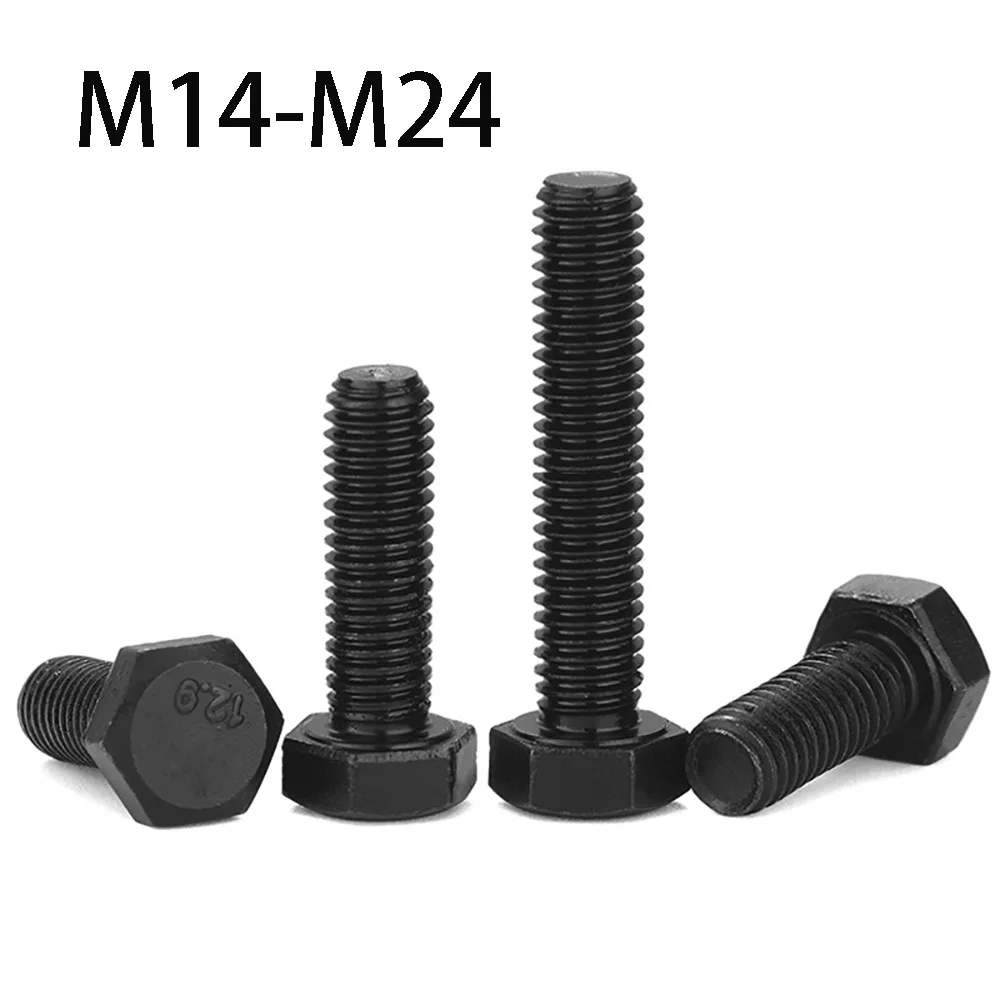 Lengthened External Hex Hexagon Head Screws M14 M16 M18 M20 M22 M24 Black Grade 12.9 Alloy Steel Outer Hex Head Cap Screw Bolt