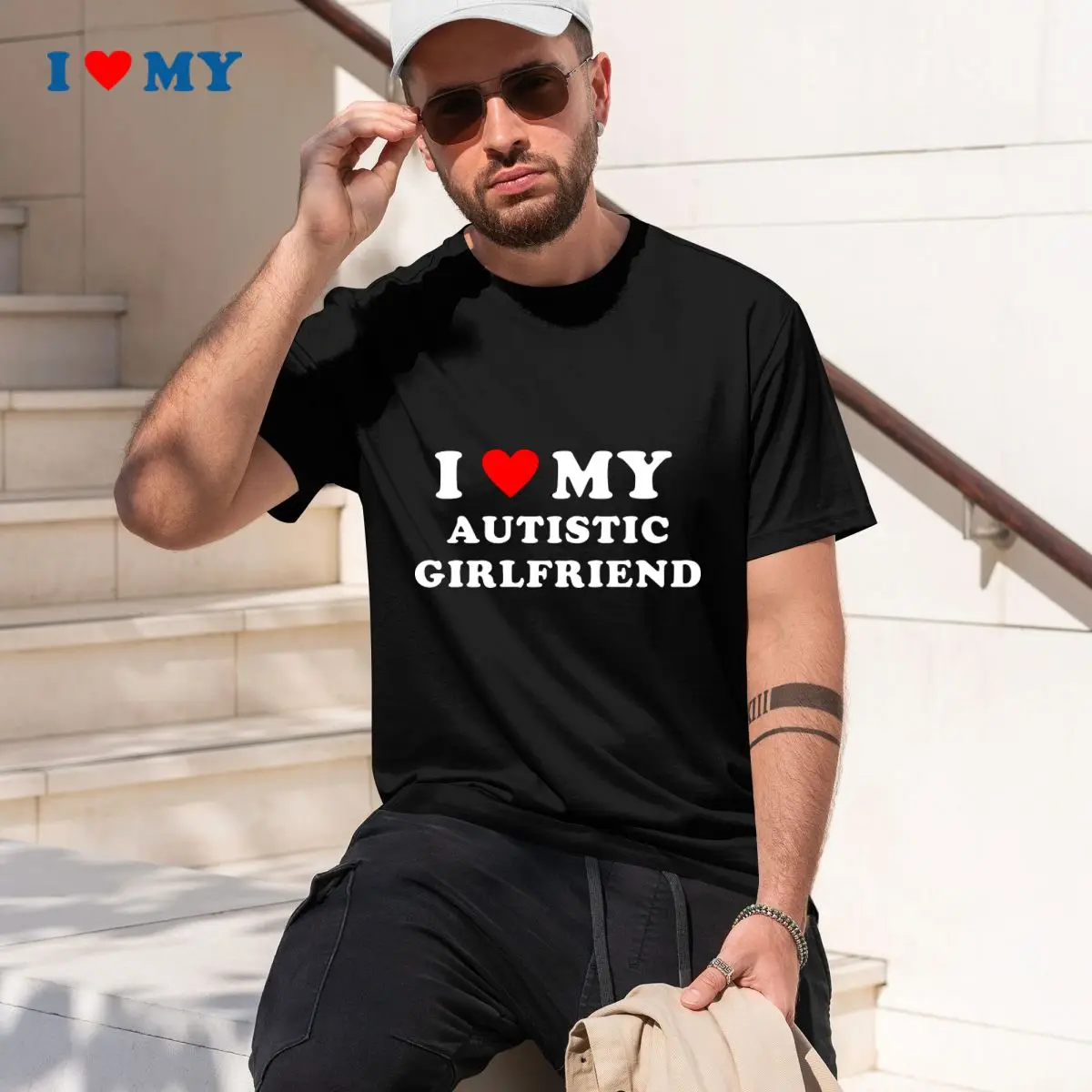 

I Love MY AUTISTIC GIRLFRIEND T-Shirt - Casual Black Short Sleeve Tee, Perfect Gift for Supporters of Autism Awareness