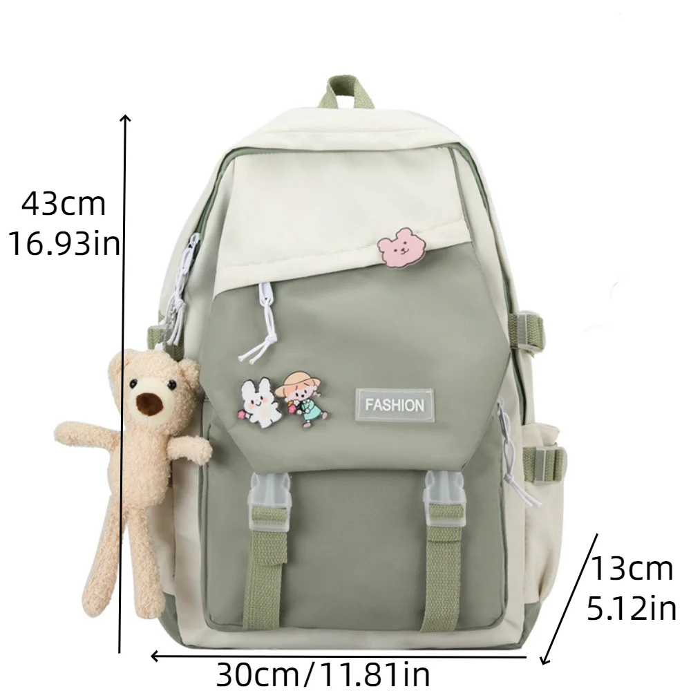 Mochila portátil estilo vestuário de trabalho estilo Harajuku, bolsa escolar de nylon estilo japonês, bolsa de ombro casual para meninas