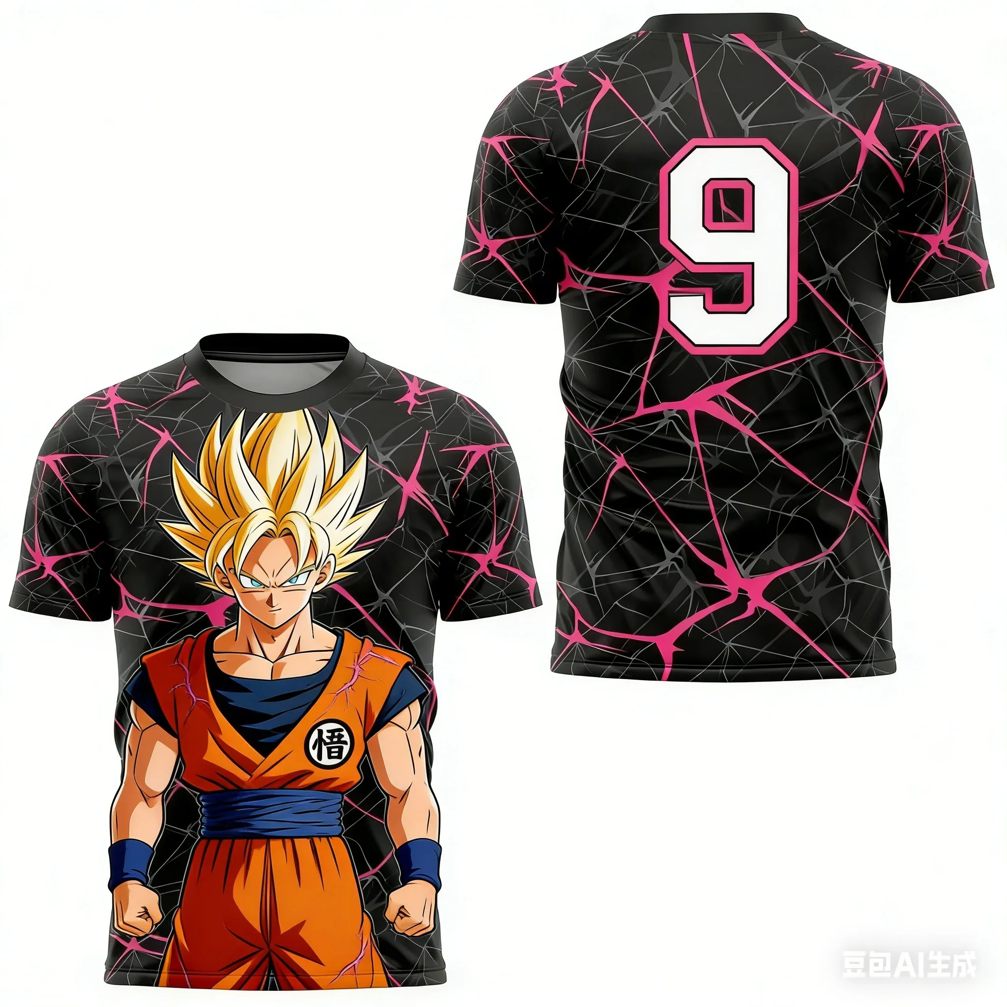 2026 New Anime Dragon Ball Wukong X Football Clothing Men's Sports Adult Children's 3D Printed T-shirt Fast Drying Breathable