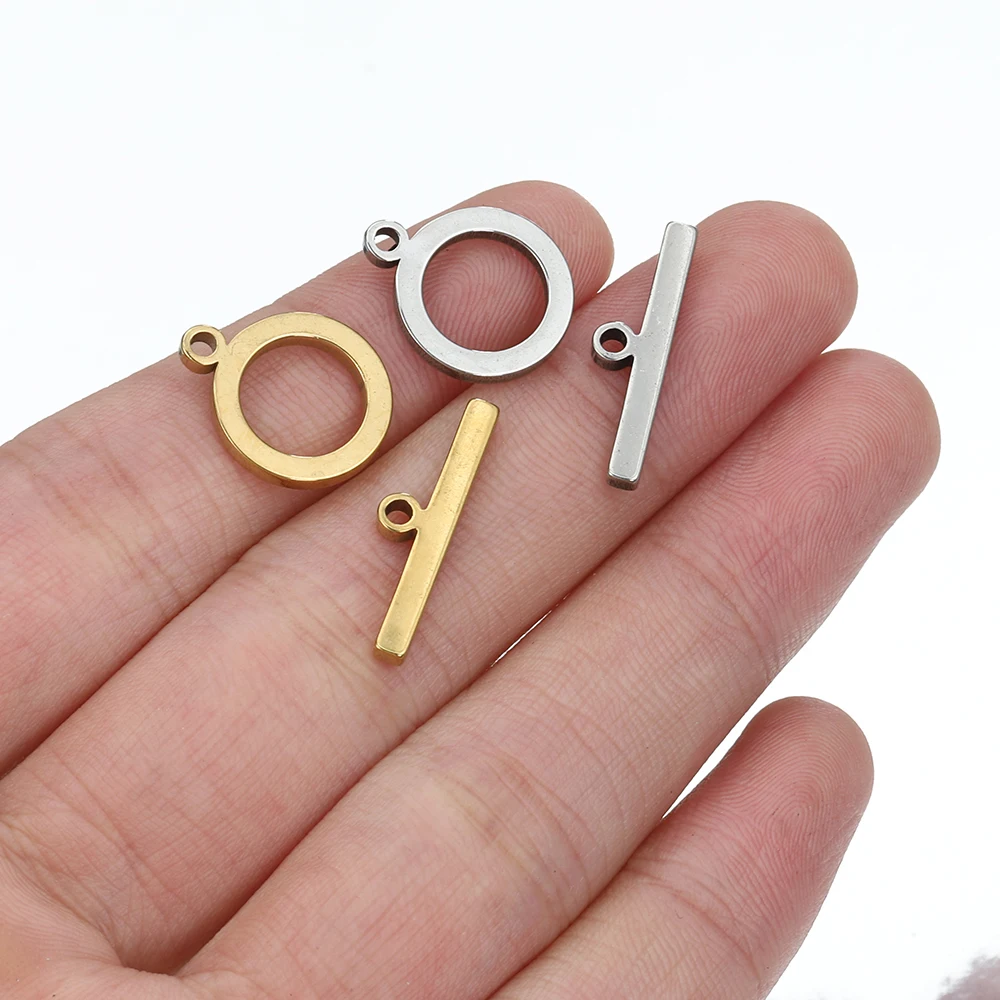 5 Sets of Stainless Steel Gold Flat OT Toggle Clasp DIY Jewelry Making Necklace Bracelet Connector Hook Found Supplies