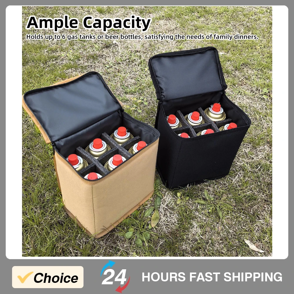 Camping Long Gas Tanks Storage Bag L Size Anti Collision Portable Camping Fuel Cylinder Case for Beer Bottles Camping Lamps