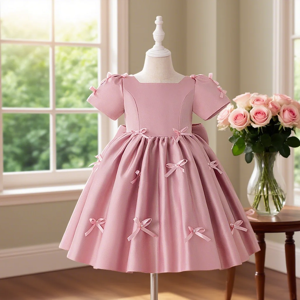 Mädchen Mädchen Elegantes Prinzessinnenkleid Schleifendesign Elegantes süßes Kleid Ballkleid