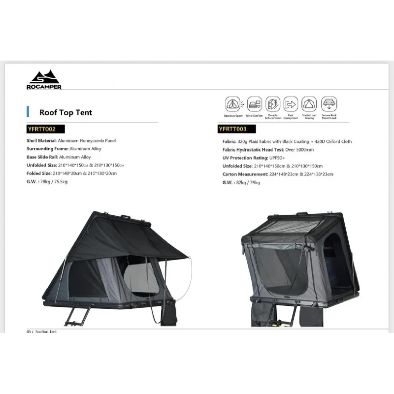 Premium Hard Shell Roof Top Tent Hydraulic Automatic Pop Up for SUV Pickup Overland Camping Travel Parts