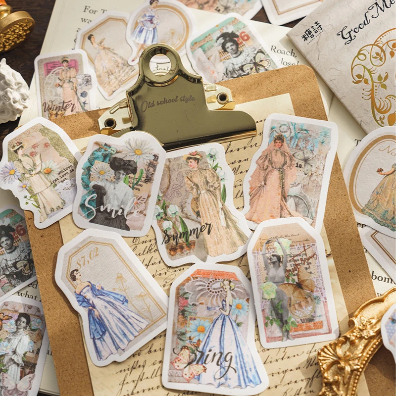 30pcs/lot Vintage European Character Sticker Pack, Retro Noble Lady/Gentleman Designs, Self-Adhesive for Journal & Scrapbook