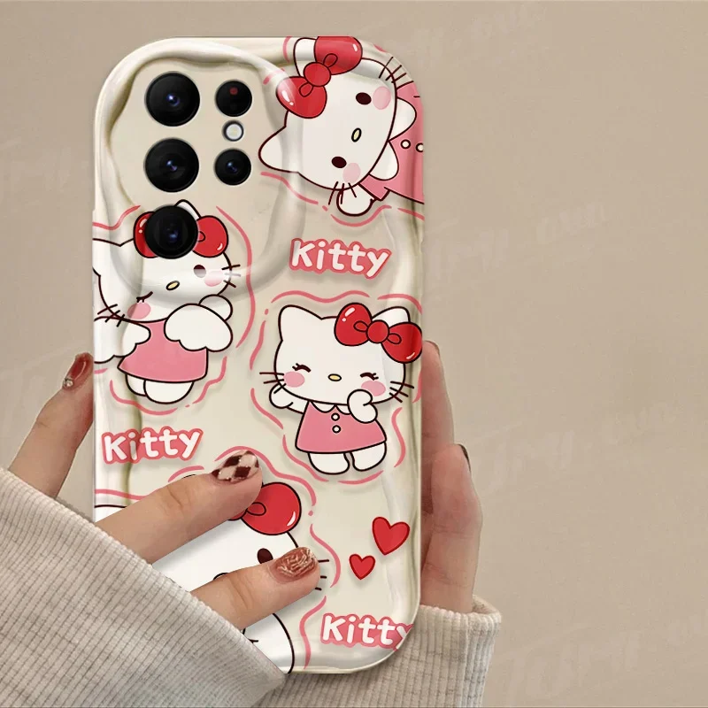 Sanrio Cinnamoroll Rabbit 3D Wave Case For Samsung Galaxy A54 A34 A24 A14 A13 A53 A33 A73 A23 A52 A52S A32 A22 A12 A51 A71 Cover