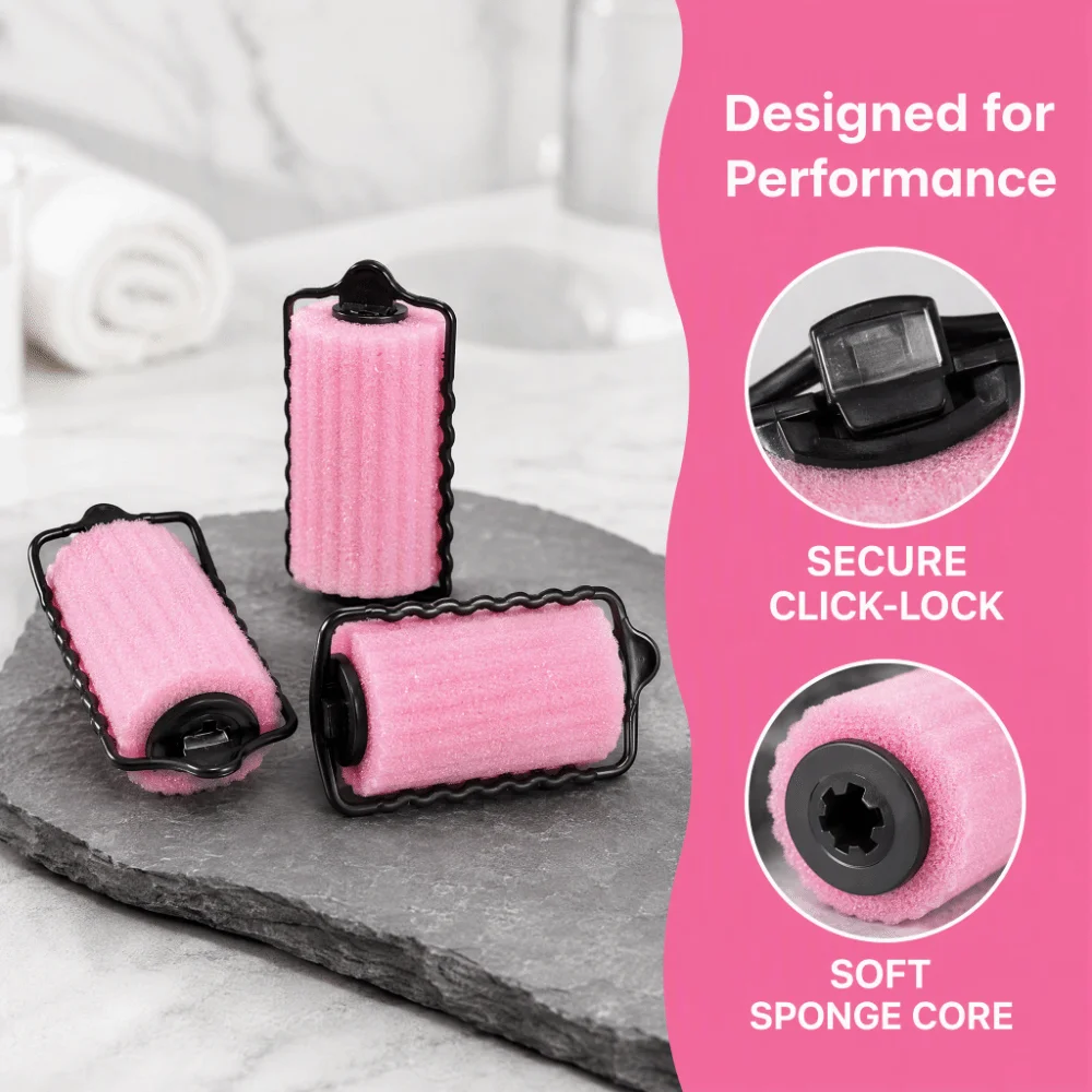 6PCS Soft Foam Material Sponge Hair Curlers Self Holding Design Large Size No-Heat Rollers Overnight Hair Rollers