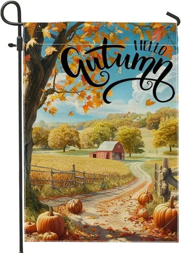 Fall Farm Pumpkin Front Yard Backyard Burlap Vertical Garden Flags, 12x18 XXQ