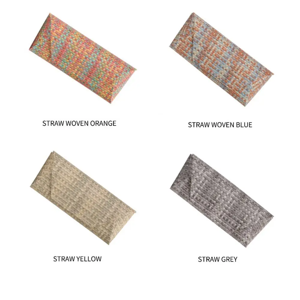 Fashion Grass Woven Grid Glasses Case Simple Anti Pressure Sunglasses Box Creative Portable Spectacle Case