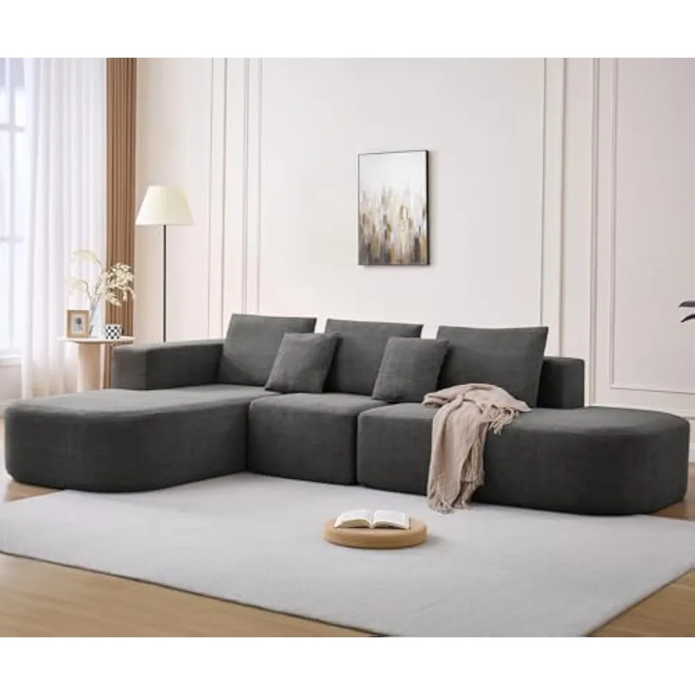 

Modern L-shaped Sofa, Lounge Chair Sofa, 116 Inch Modular Floor Combination Sofa, Deep Soft Cushion Comfortable Sofa