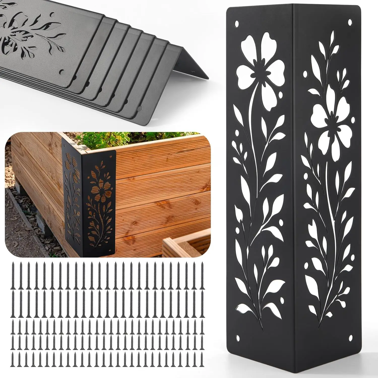 

8-Pack Corner Brackets for Wood, Heavy-Duty Metal Corner Brackets for Raised Garden Bed, 11" x 3" x 3" Thickened Garden