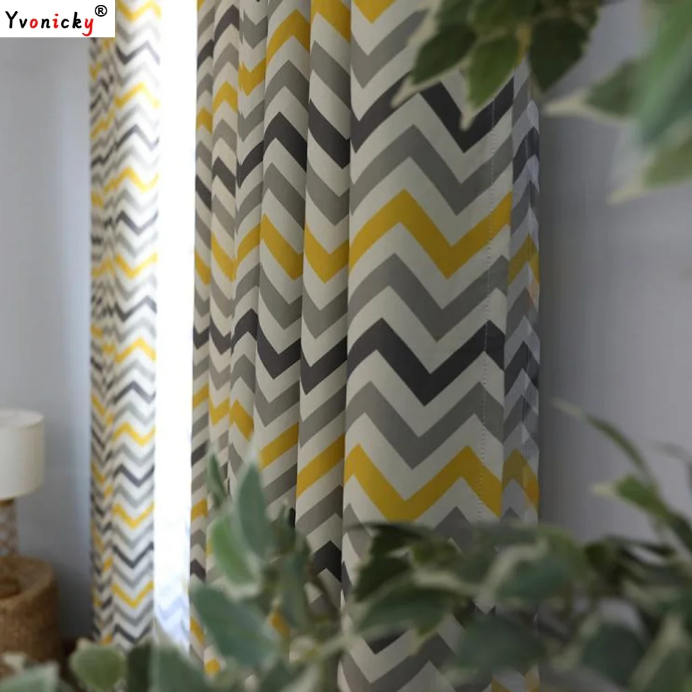 

Modern Fashion Zig-Zag Pattern Window Curtains for Living Room Bedroom Nordic Geometric Wave Blackout Curtain Drapes